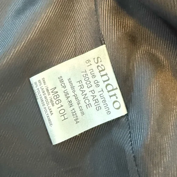 Sandro Paris 36 wool cowhide leather peacoat jacket grey black tweed luxury fall - Picture 9 of 12